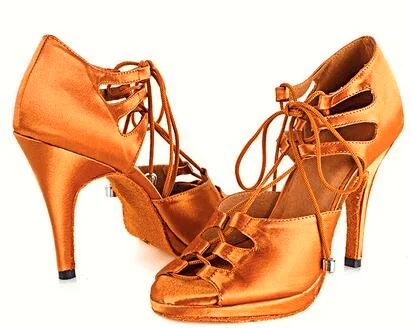 Stylish Boots For Work Tan Satin Samba Platform Dance Shoes