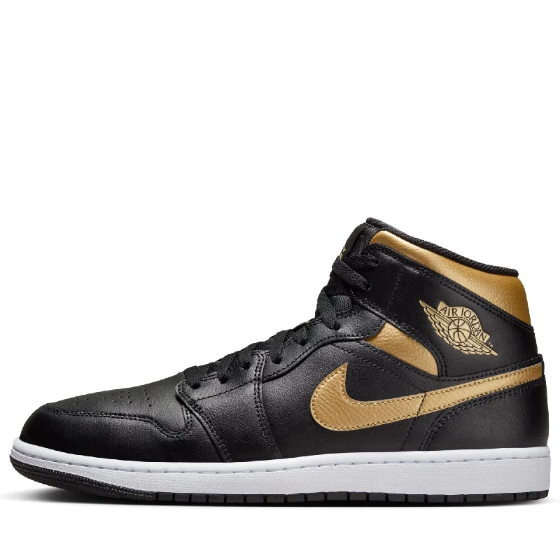 High Fashion Dress Shoes Air Jordan 1 Mid - Black/Metallic Gold