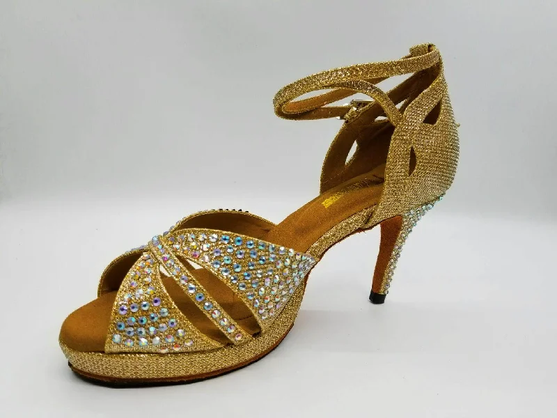 Trendy Boots Online Gold Rhinestone Samba Platform Dance Shoes