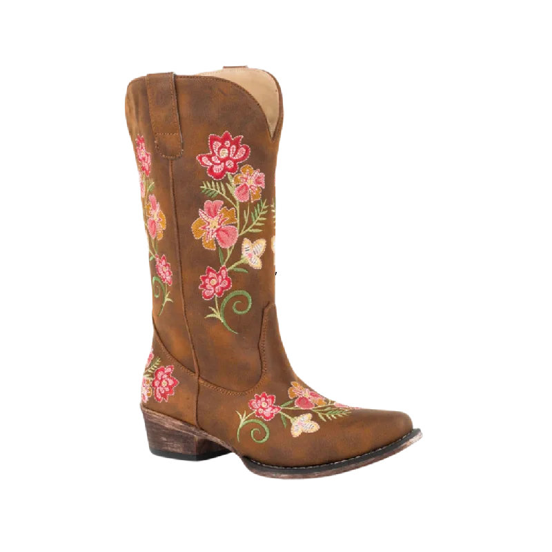 Casual Sandals Collection Roper Footwear Women's Vintage Leather With All Over Floral Embroidery Boots