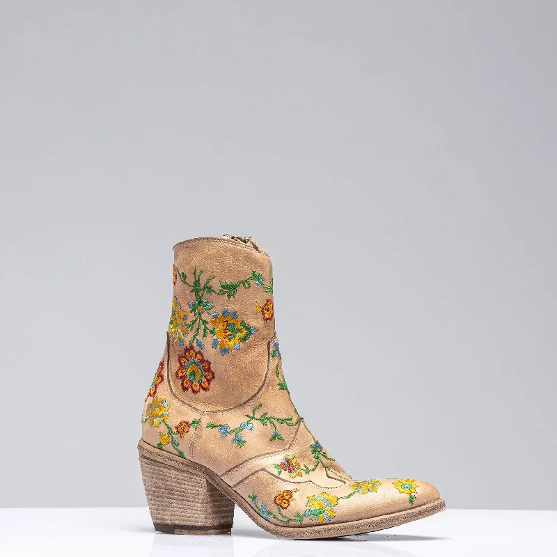 Trendy Formal Shoes Mallory Embroidered Boot In Off White