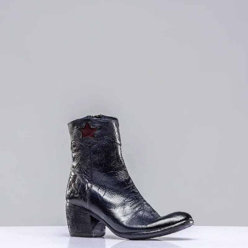 High Fashion Dress Shoes Stella Navy Boot W/ Red Star