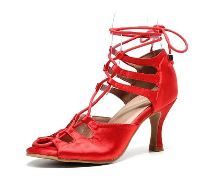 Formal Dress Footwear Red Strappy Latin Salsa Bachata Dance Heels