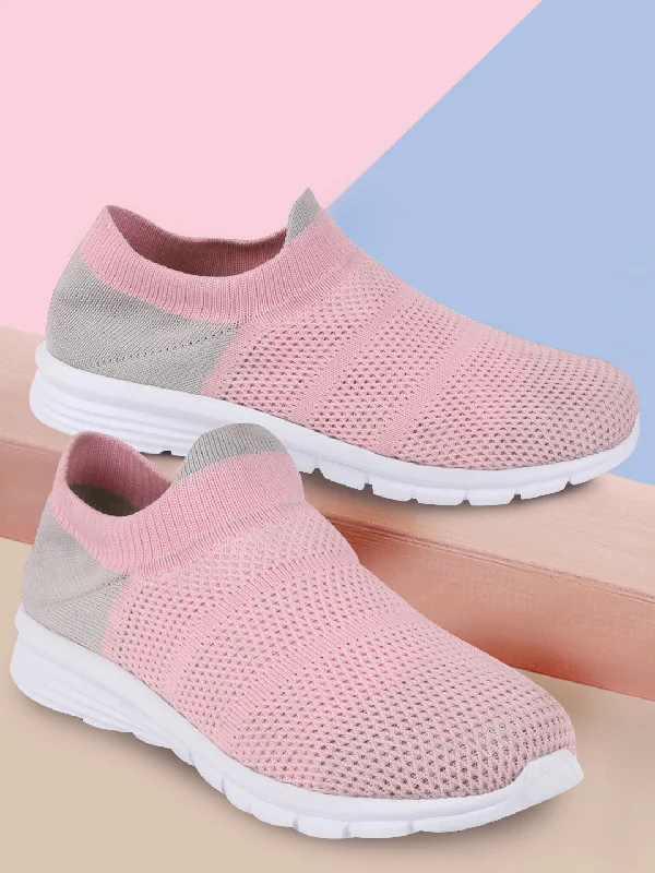 Breathable Hiking Footwear Women Pink Sports Slip-On Walking Shoes