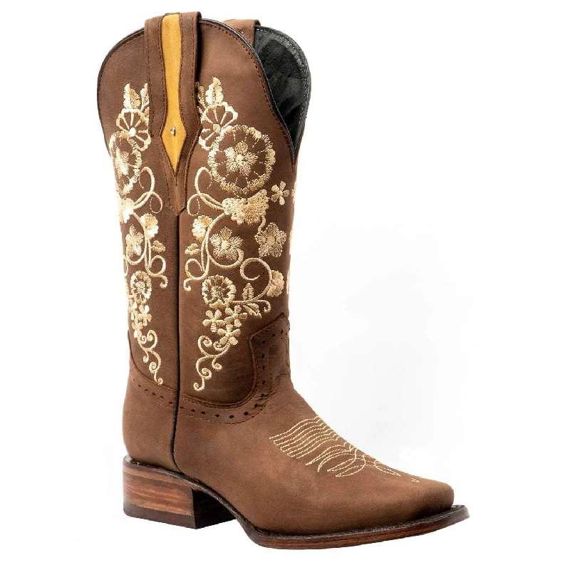 Sporty Hiking Shoes JOE BOOTS 15-01 SAND Premium Women's Cowboy Embroidered Boots: Square Toe Western Boot