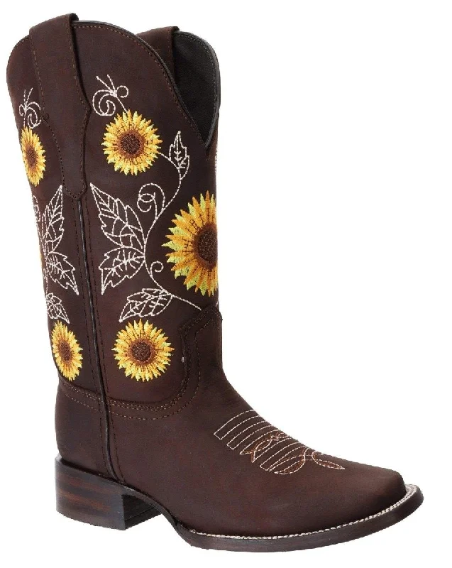 Lightweight Snow Boots JOE BOOTS 15-05 CHOCOLATE Premium Women's Cowboy Embroidered Boots: Square Toe Western Boot