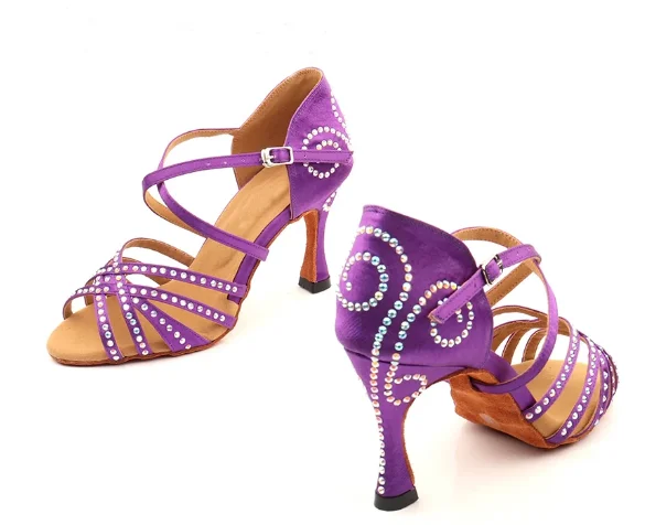 Sporty Running Shoes Latin Dance Shoes Purple Rhinestone Salsa Dance Shoes