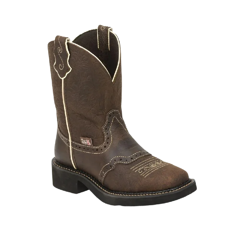 Stylish Boots For Sale Justin Women's Brown Flower Embossed Boots