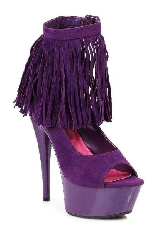 Comfortable Flats For Work 609-APONI Platform Pump  | Purple Velvet