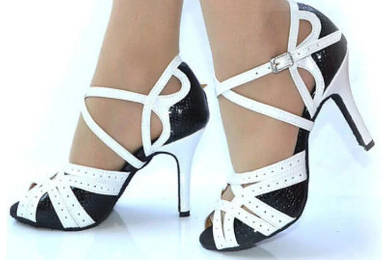 Fashionable Work Sneakers Black and White Ballroom Dancing Shoes Latin Salsa Dance Heels