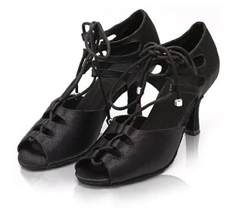 Best Work Boots Black Strappy Latin Salsa Bachata Dance Heels