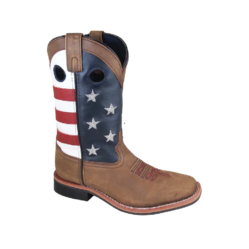 Comfortable Casual Sandals Smoky Mountain Women's Stars And Stripes Square Toe Western Boots