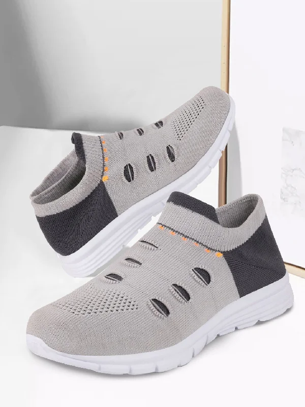 Trendy Walking Boots Women Grey Sports Slip-On Walking Shoes