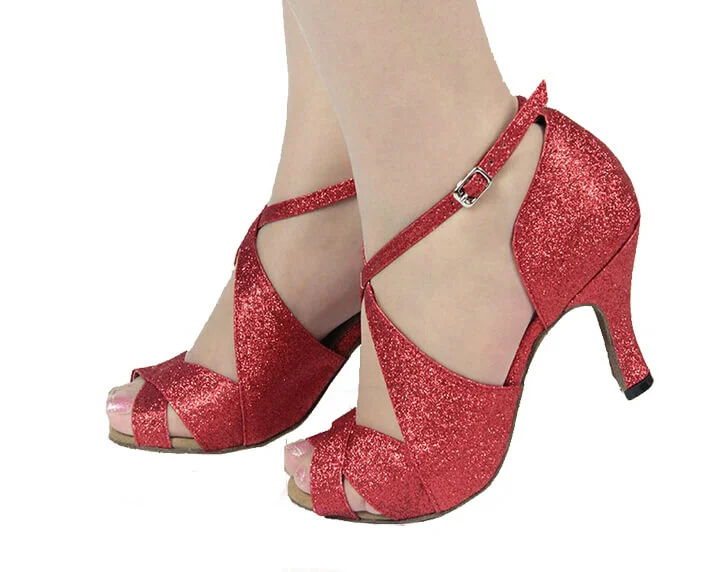 Best Running Footwear Red Glitter Ballroom Dance Shoes Latin Salsa Dance Shoes