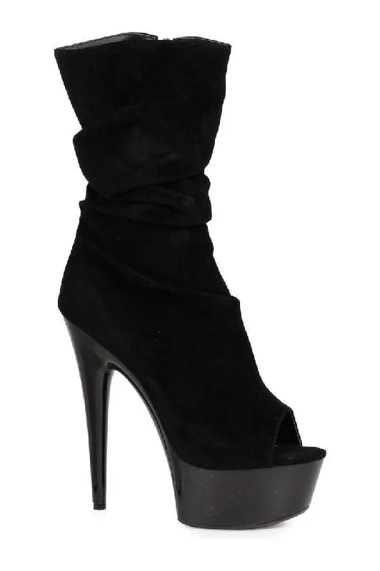 Best Sneakers For Work 609-SCRUNCH Ankle Boots  | Black Faux Suede