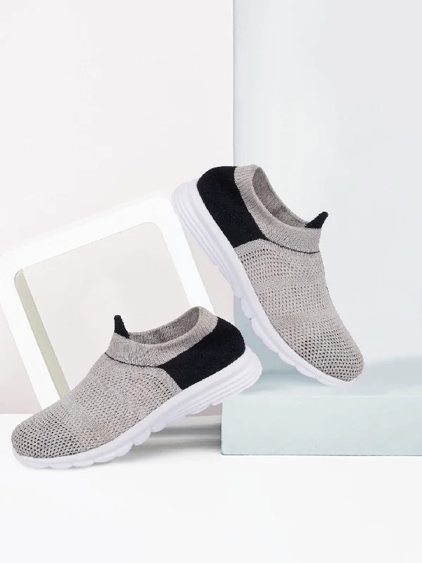 Sporty Casual Boots Women Grey Sports Slip-On Walking Shoes