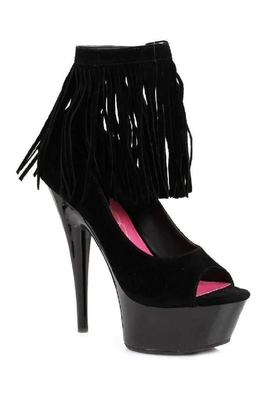 Stylish Boots For Sale 609-APONI Platform Pump  | Black Velvet