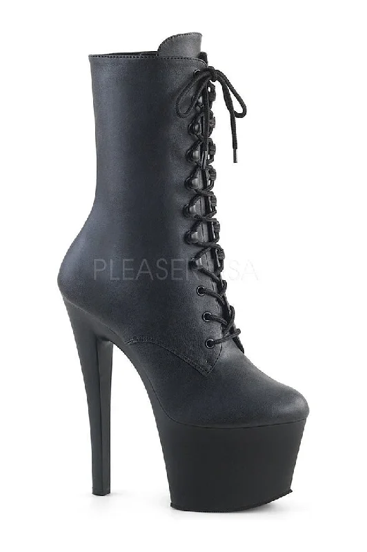 Trendy Platform Sneakers SKY-1020 Platform Boot  | Black Faux Leather