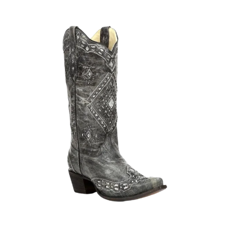 Best Formal Shoes Online Corral Women's Brandy Glitter Inlay Snip Toe Grey & Silver Boots