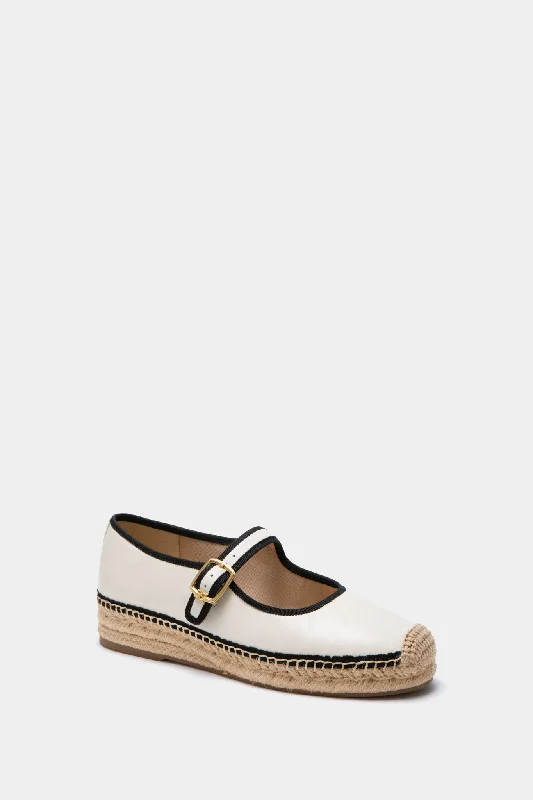 Stylish Casual Footwear Modern Ivory and Black Mackie Mary Jane Espadrille