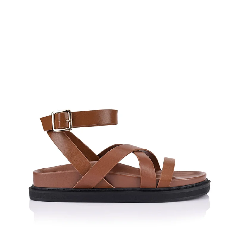 Fashionable Work Sneakers Brianna Footbed Sandals - Cognac