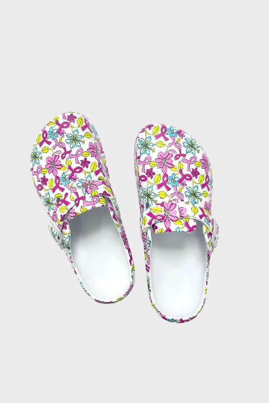 Comfortable Sports Shoes Pink Ribbon Printed Clogs