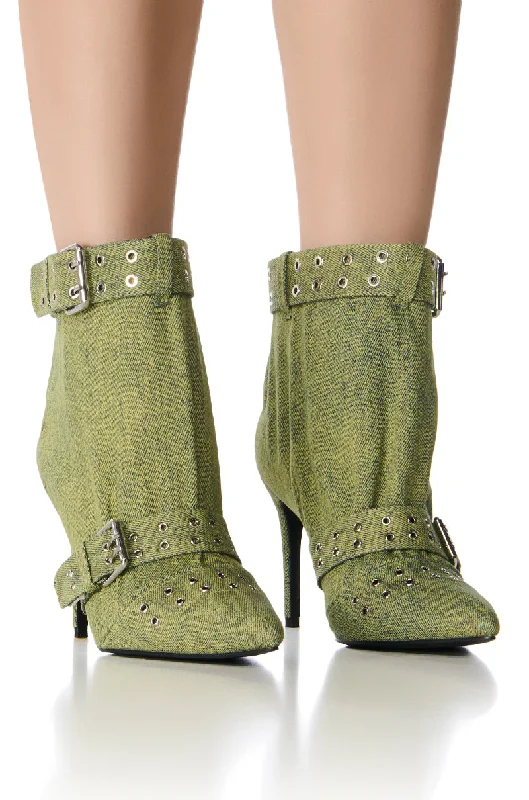 Stylish Winter Boots AZALEA WANG THISTLE GREEN BOOTIE