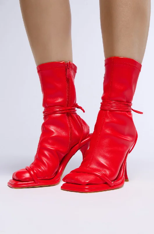 Casual Sports Footwear AZALEA WANG KOHINOOR RED FUTURISTIC SANDAL BOOTIE