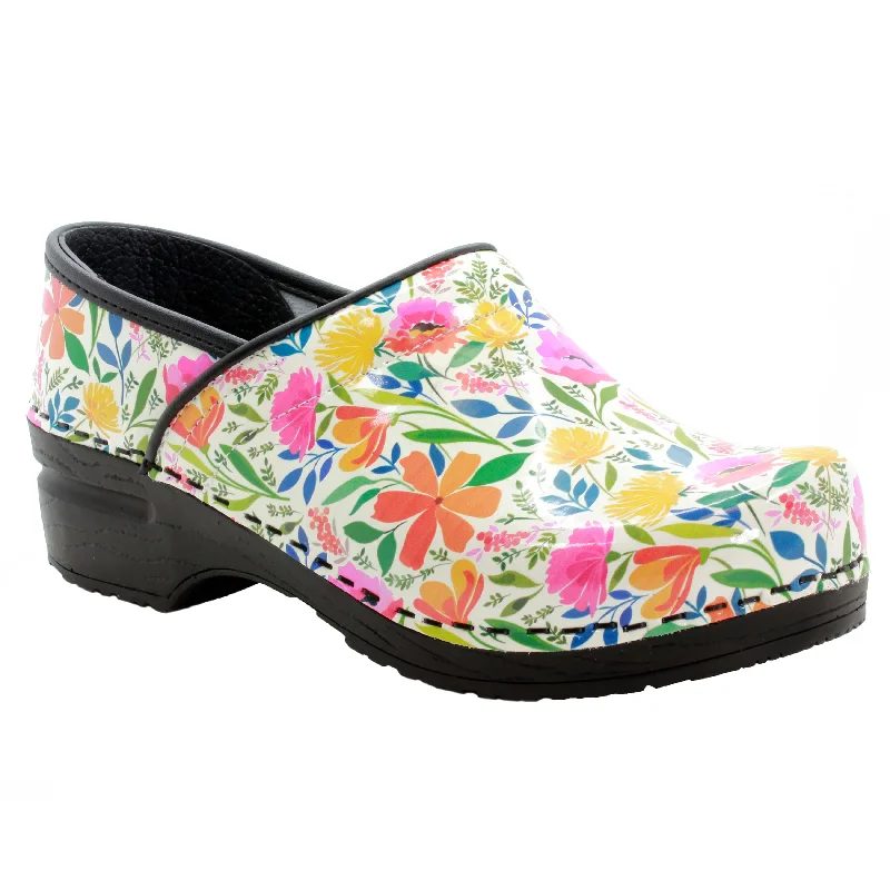 Chic High Heels Collection KLÄGN PROFESSIONAL Blomma Printed Leather Clogs - CLOSEOUT