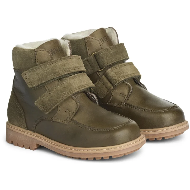 Sporty Snow Boots Stewie Tex Velcro Leather - dry pine