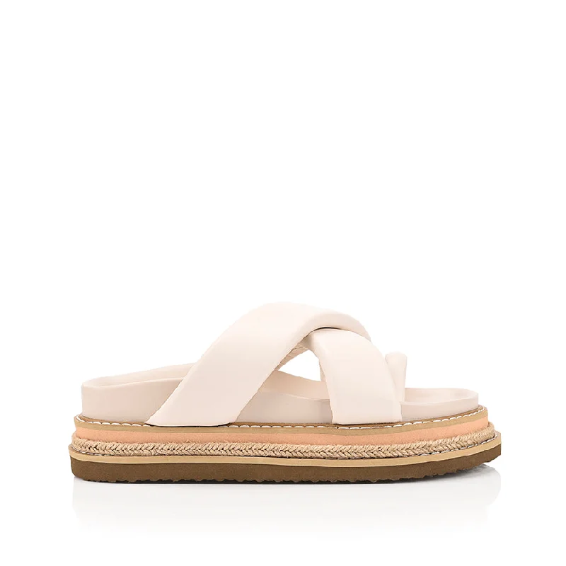 Luxury Running Shoes Thelma Flatform Slides - Bone White