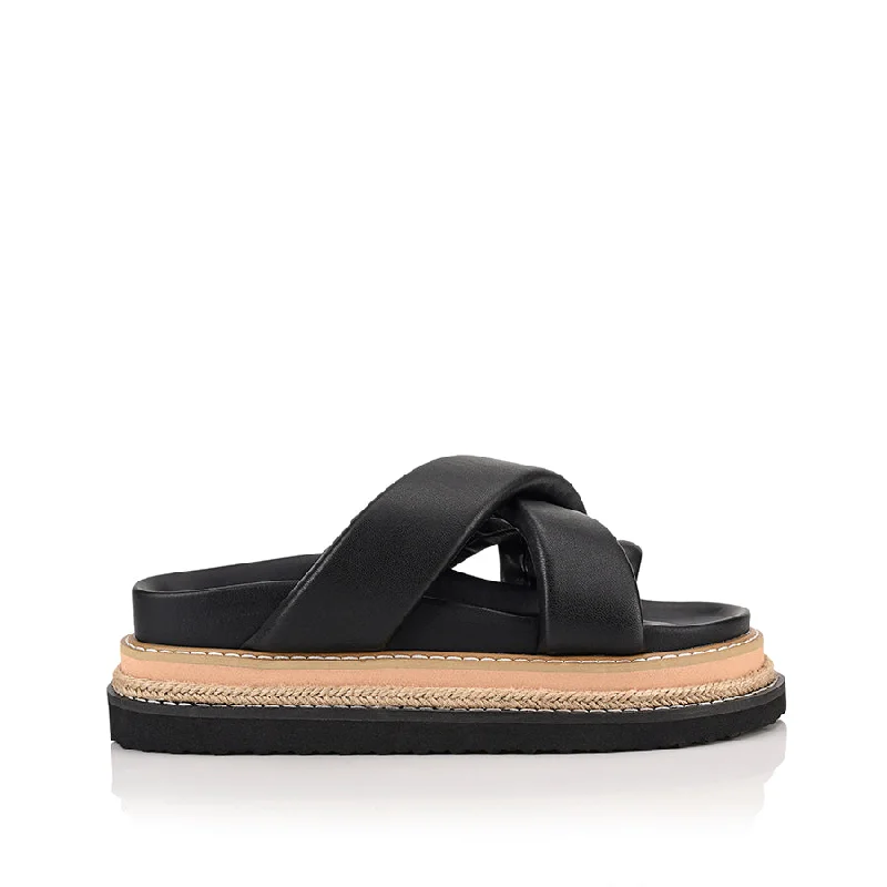 Outdoor Running Shoes Thelma Flatform Slides - Black