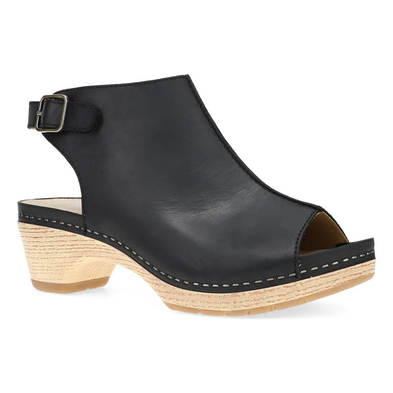 Durable Work Boots Lizzy Sling Back Peep Toe in Black