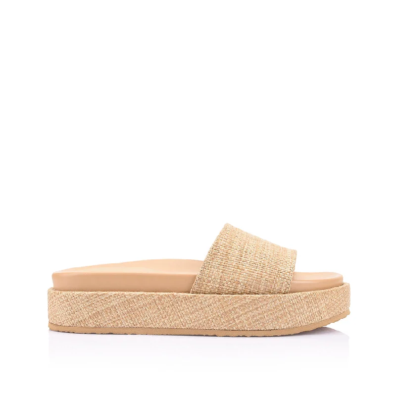 Outdoor Sneakers Collection Romy Flatform Slides - Natural Raffia