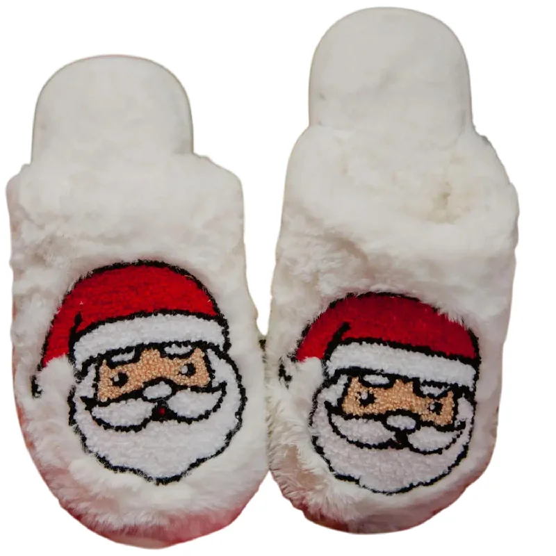 Cozy Indoor Slippers Women Santa Face Fur Slippers