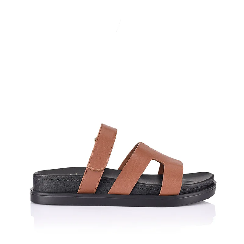 Elegant Casual Footwear Oswald Footbed Slides - Cognac