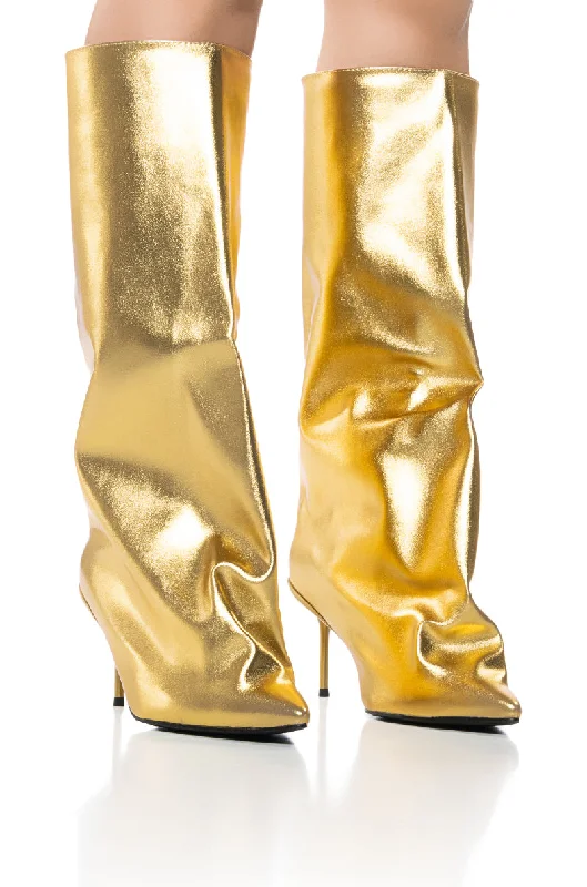 Comfortable Formal Boots AZALEA WANG COUTURE CRAZY GOLD BOOT