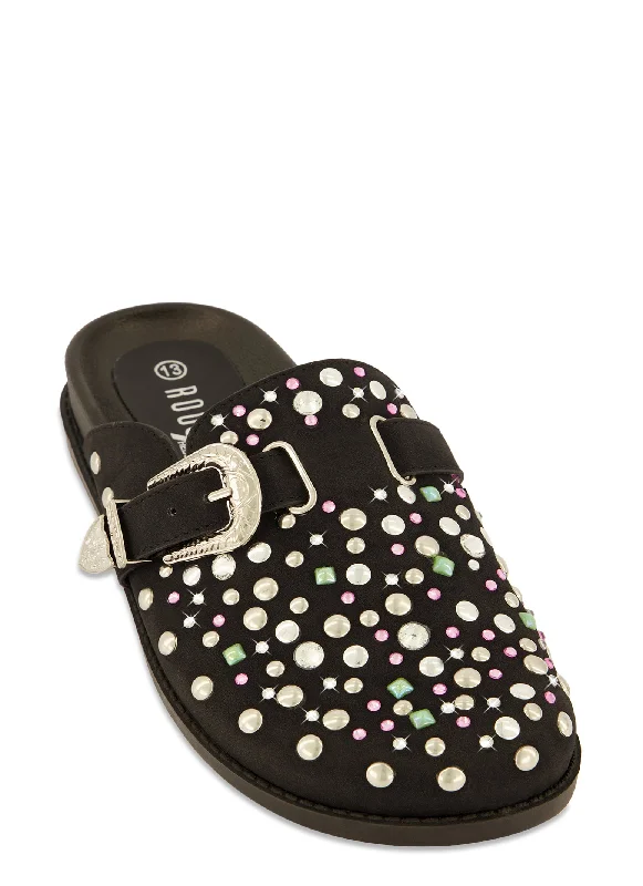 Summer Sports Shoes Rhinestone Studded Buckle Clogs