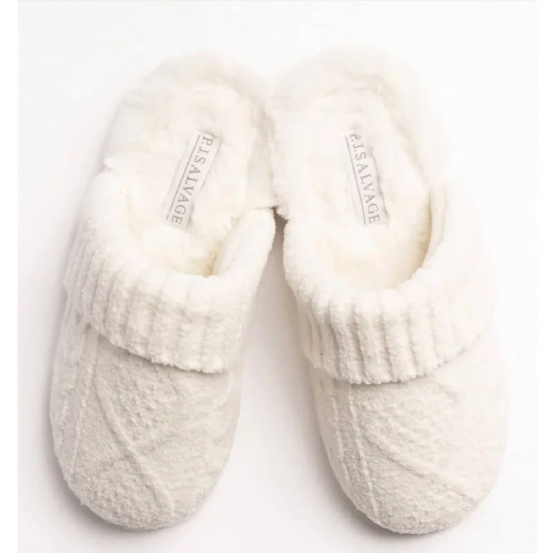 Stylish Sneakers For Hiking Women's Cable Knit Slides In Ivory