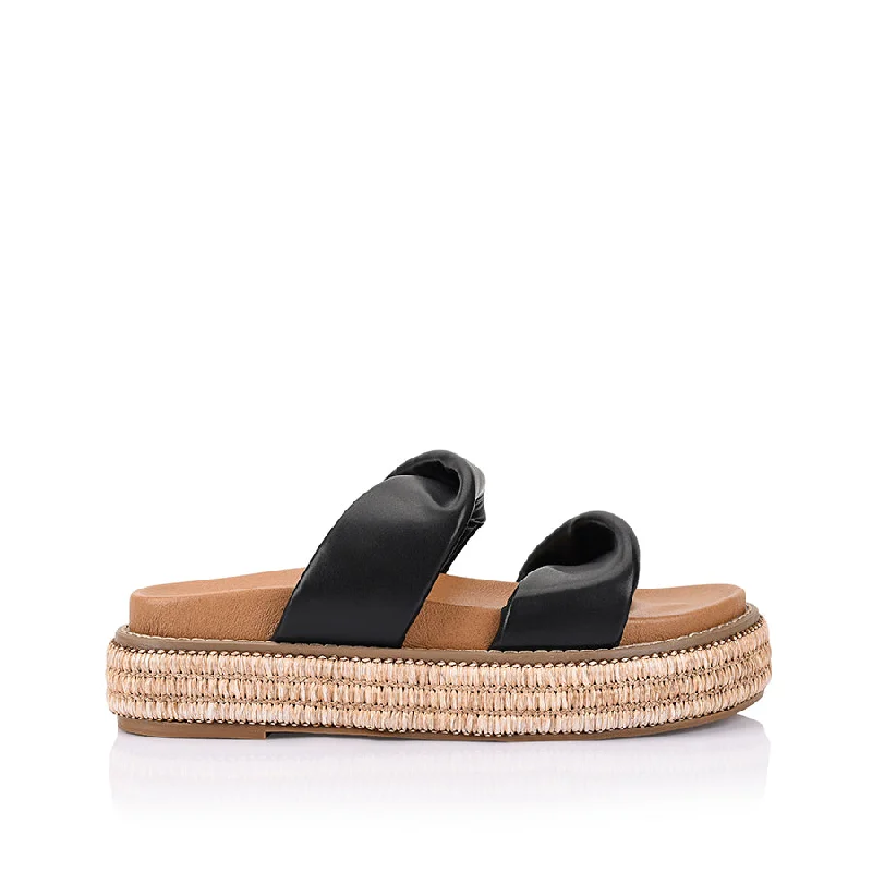 Comfortable Winter Sandals Rue Flatform Slides - Black