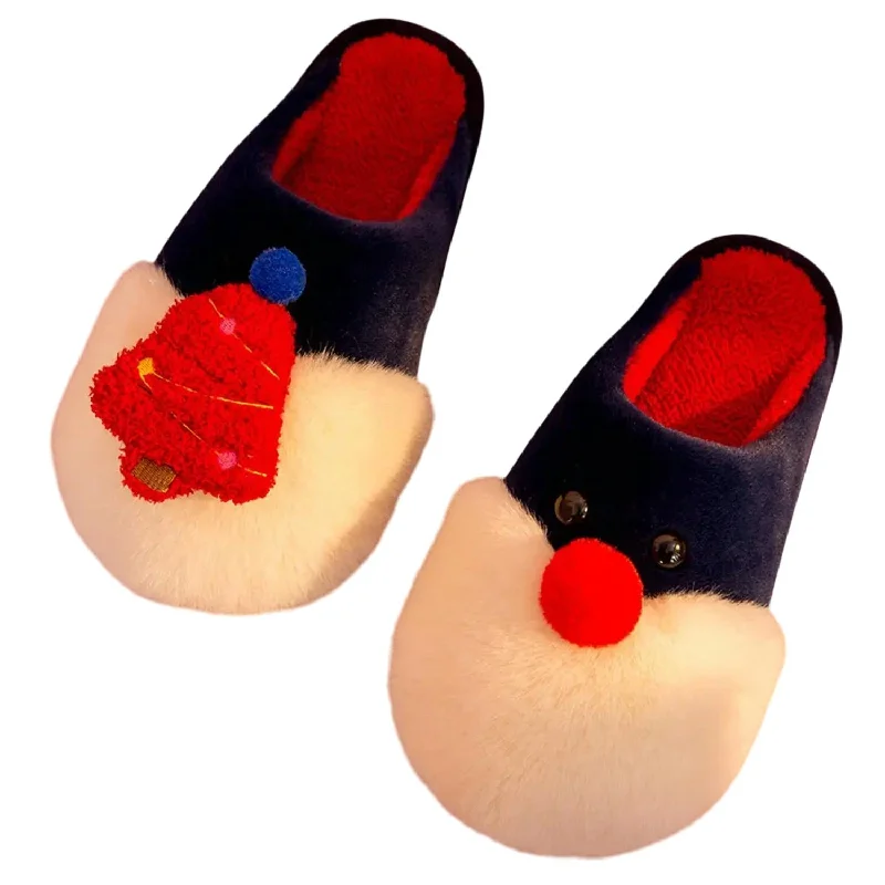 Classic Hiking Footwear Women Rocking Around The Christmas Tree Fuzzy Slippers In Blue