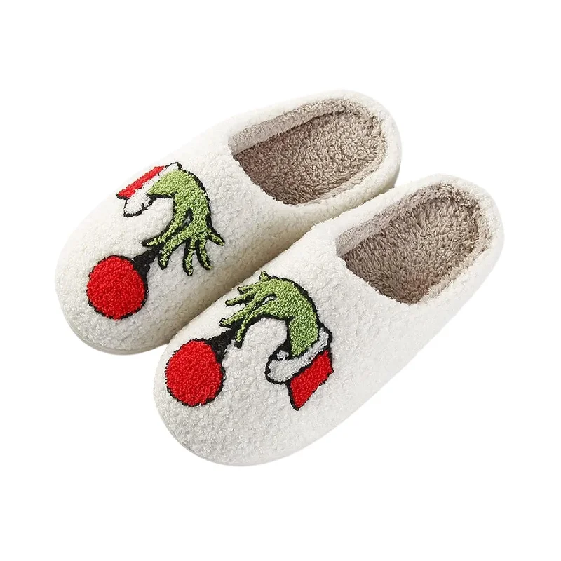 Stylish Running Sneakers Women Grinchmas Is Here Fuzzy Slippers In Grinch Hand