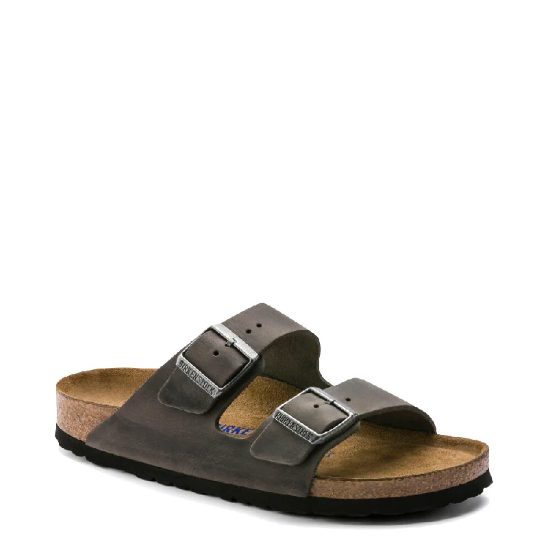 Best Formal Shoes Online Birkenstock Arizona Oiled Leather Soft Footbed Sandal in Iron Grey