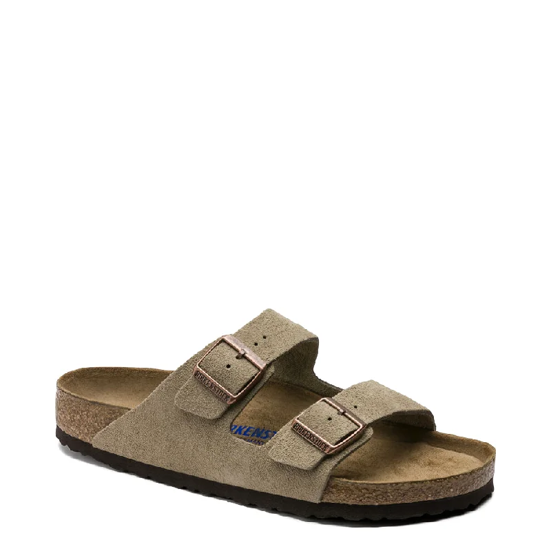 Best Winter Sneakers Birkenstock Arizona Suede Soft Footbed Sandal in Taupe