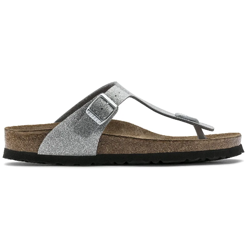 Stylish Casual Footwear Birkenstock Gizeh Birko-Flor Silver R 43851