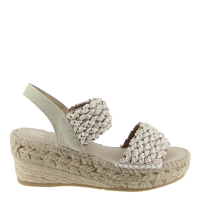 Leather Casual Shoes Juncal Aguirre 2525 Beige Wedge Espadrille