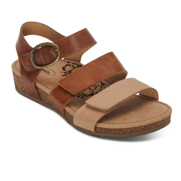 Stylish High Heel Sandals Aetrex Women's Lilly Adjustable Quarter Strap Sandal Walnut