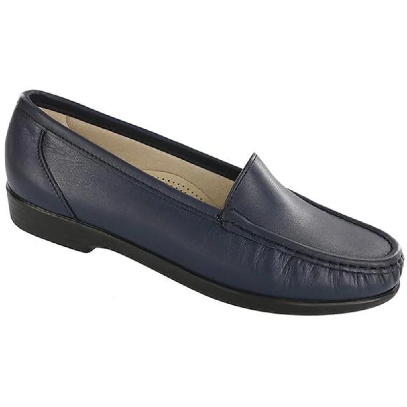 Sporty Casual Boots SAS Simplify Loafer Navy Leather (Women's)