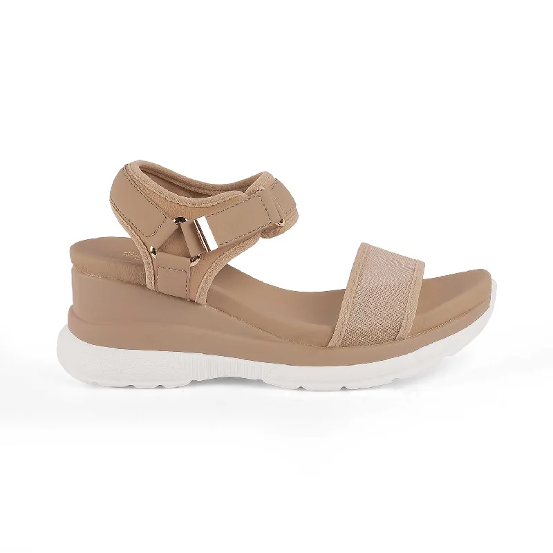 Luxury Running Shoes Tresmode Anci Beige Women's Casual Wedge Sandals