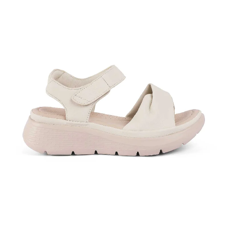 Comfortable Platform Shoes Tresmode Burze White Women's Casual Wedge Sandals